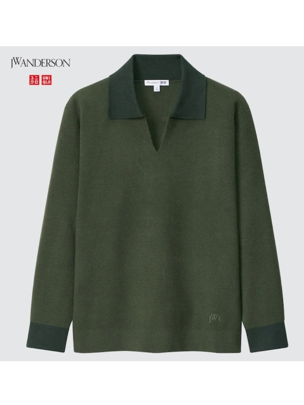 JW Anderson Uniqlo Soufflé Yarn V-neck Dark Green Sweater XS preppy academia